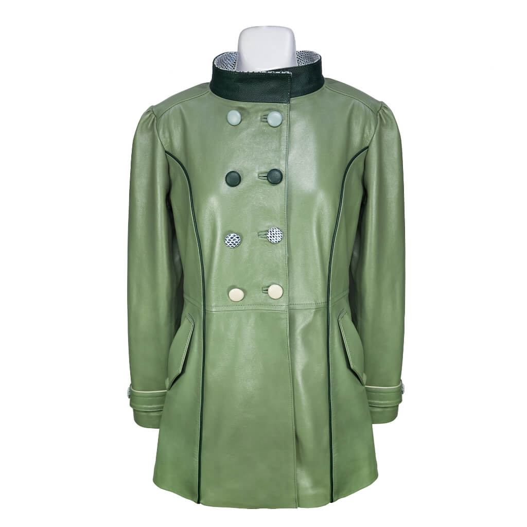 Abrigo de piel para mujer verde jade