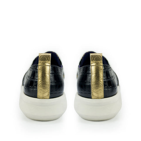 Sneaker para mujer emily negro oro trasero